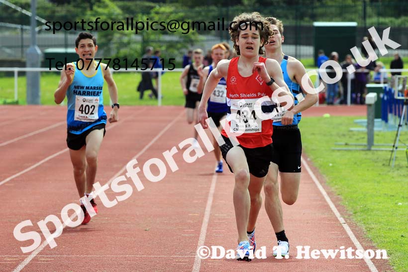 Mens Under-17s 1500 metres, 2023 North Eastern Track and Field Champs., Middlesbrough Sports Village, Middlesbrough. Photo: David T. Hewitson/Sports for All Pics